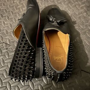 Christian Louboutin Black Studded Loafers